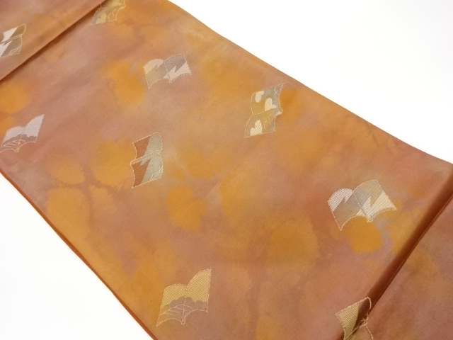 JAPANESE KIMONO / VINTAGE FUKURO OBI / WOVEN BOOKS PATTERN